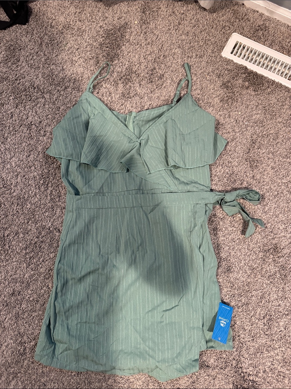 Cupshe Sage Green Ruffle Wrap Romper